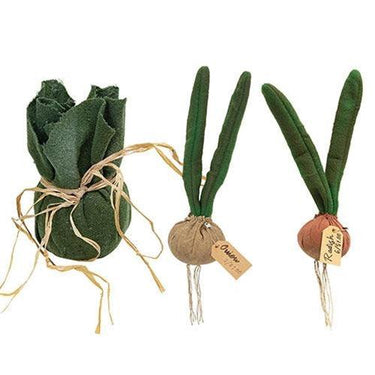 3 Set Lettuce Radish Onion Fabric Vegetables - The Fox Decor